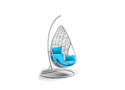 Bravo / Gray Outdoor Hanging Egg Chair in Gray Wicker, Steel & Beige Fabric by Whiteline Modern Living