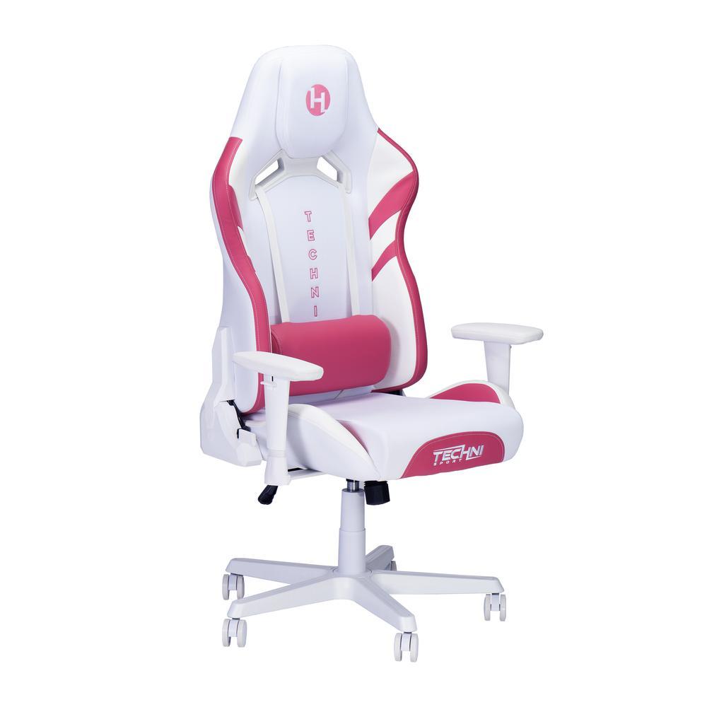 Techni Sport Echo Gaming Chair - White with Pink