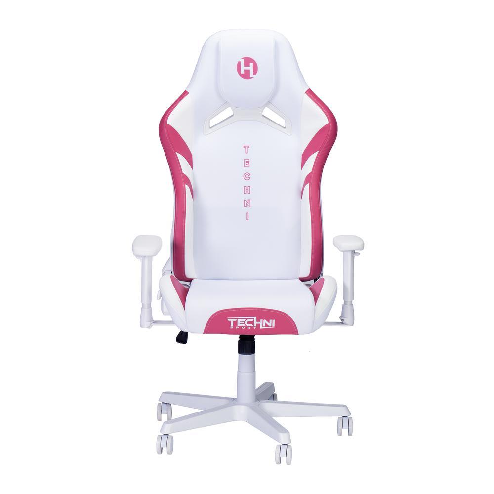 Techni Sport Echo Gaming Chair - White with Pink