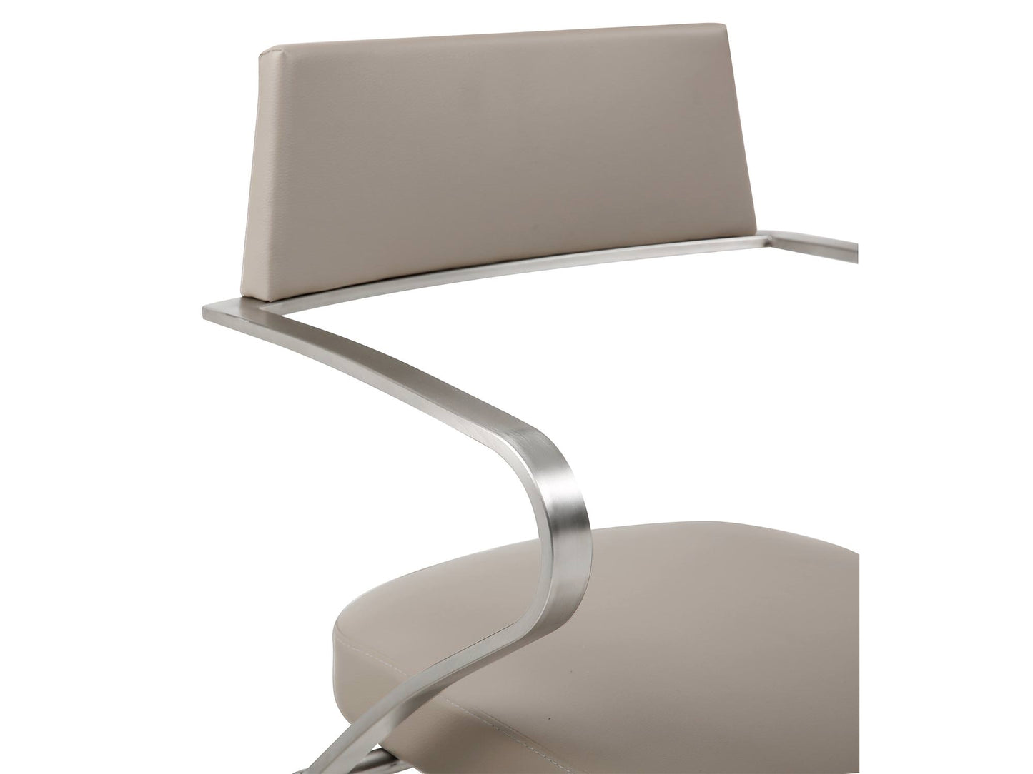 Zuri Adjustable Bar Stool in Taupe Leatherette & Stainless Steel by Whiteline Modern Living