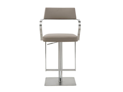 Zuri Adjustable Bar Stool in Taupe Leatherette & Stainless Steel by Whiteline Modern Living