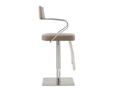 Zuri Adjustable Bar Stool in Taupe Leatherette & Stainless Steel by Whiteline Modern Living