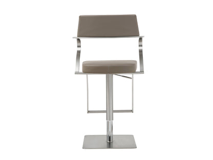 Zuri Adjustable Bar Stool in Taupe Leatherette & Stainless Steel by Whiteline Modern Living