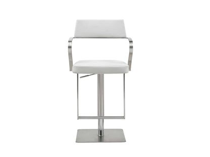 Zuri Adjustable Bar Stool in White Leatherette & Stainless Steel by Whiteline Modern Living