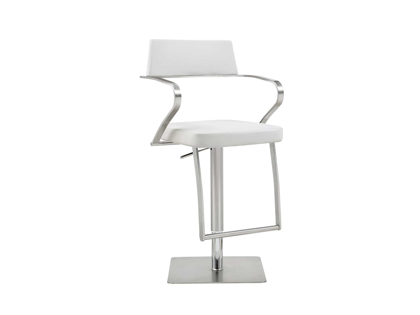 Zuri Adjustable Bar Stool in White Leatherette & Stainless Steel by Whiteline Modern Living