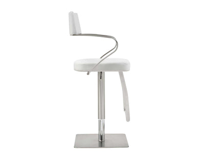 Zuri Adjustable Bar Stool in White Leatherette & Stainless Steel by Whiteline Modern Living