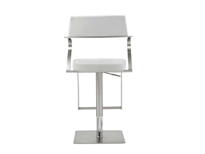 Zuri Adjustable Bar Stool in White Leatherette & Stainless Steel by Whiteline Modern Living