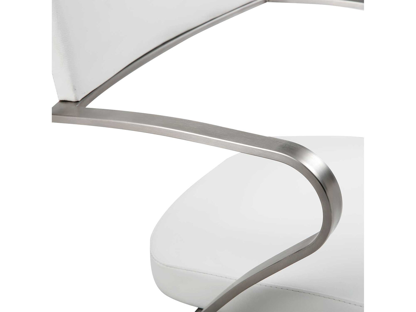 Zuri Adjustable Bar Stool in White Leatherette & Stainless Steel by Whiteline Modern Living