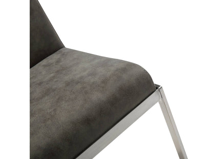 Clay Adjustable Bar Stool in Grey Leatherette & Stainless Steel by Whiteline Modern Living