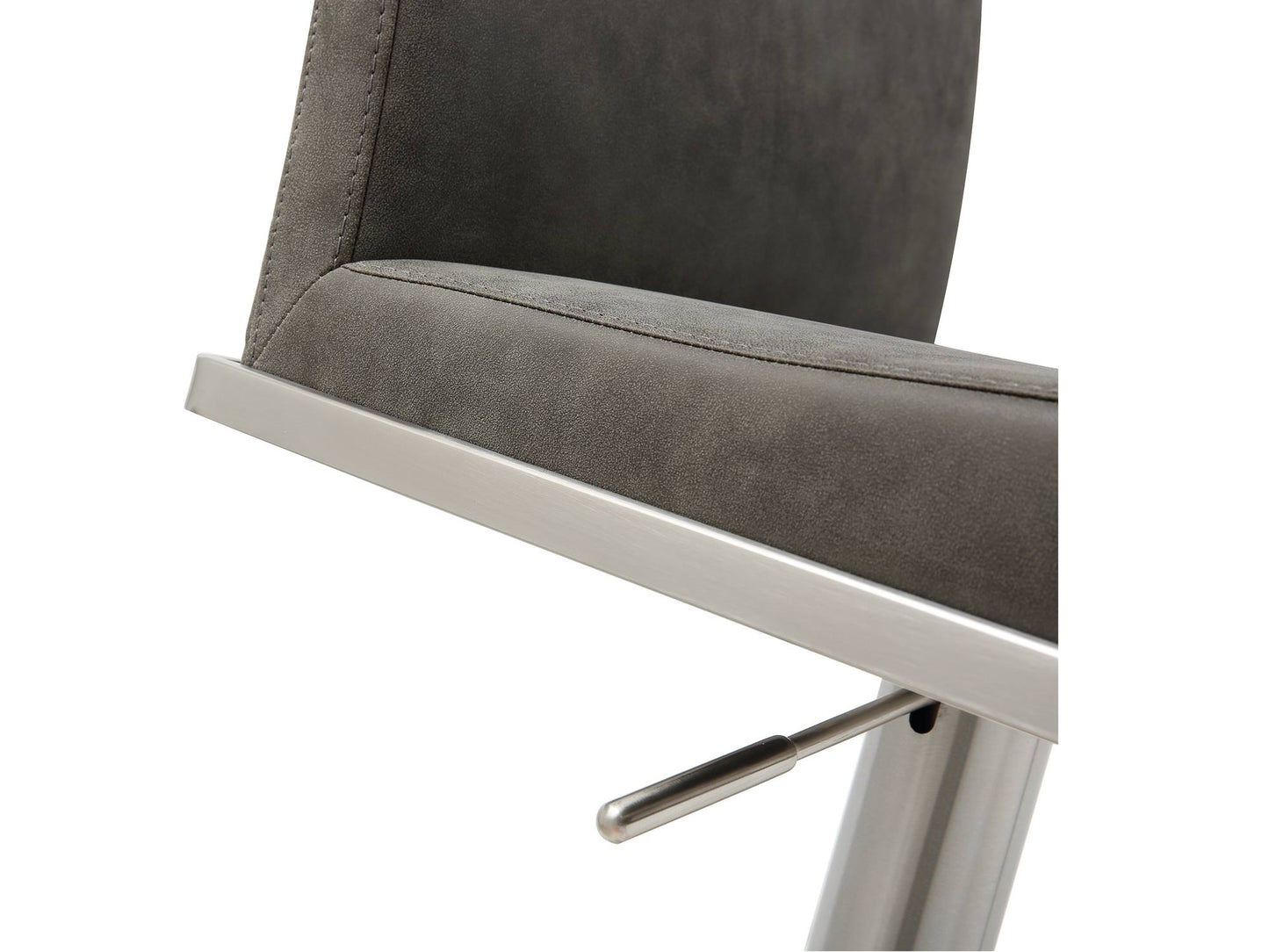 Clay Adjustable Bar Stool in Grey Leatherette & Stainless Steel by Whiteline Modern Living