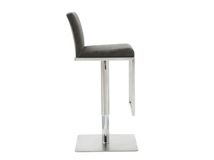 Clay Adjustable Bar Stool in Grey Leatherette & Stainless Steel by Whiteline Modern Living