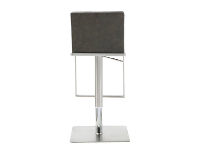 Clay Adjustable Bar Stool in Grey Leatherette & Stainless Steel by Whiteline Modern Living