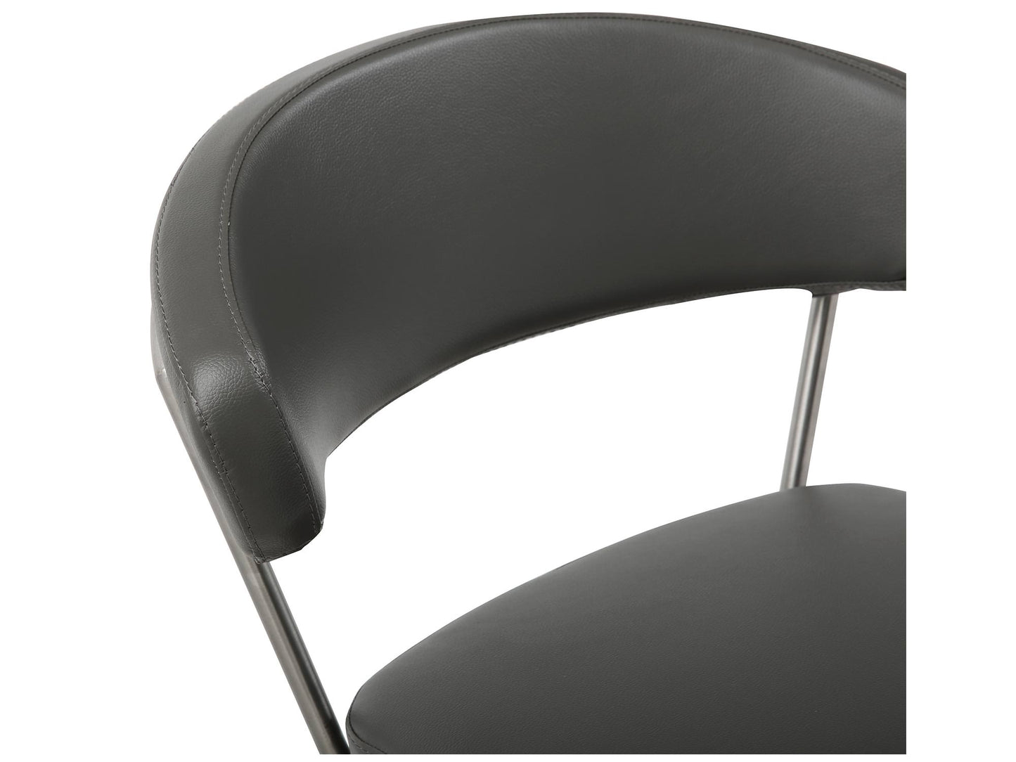 Maureen Adjustable Bar Stool in Dark Grey Leatherette & Stainless Steel by Whiteline Modern Living