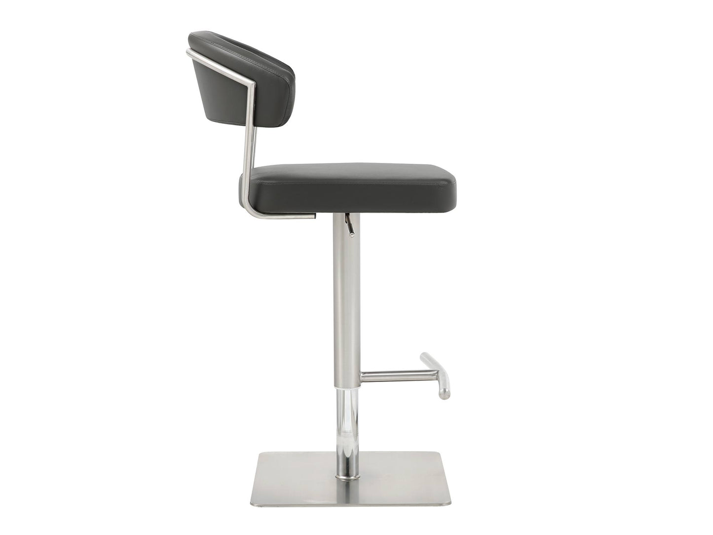 Maureen Adjustable Bar Stool in Dark Grey Leatherette & Stainless Steel by Whiteline Modern Living