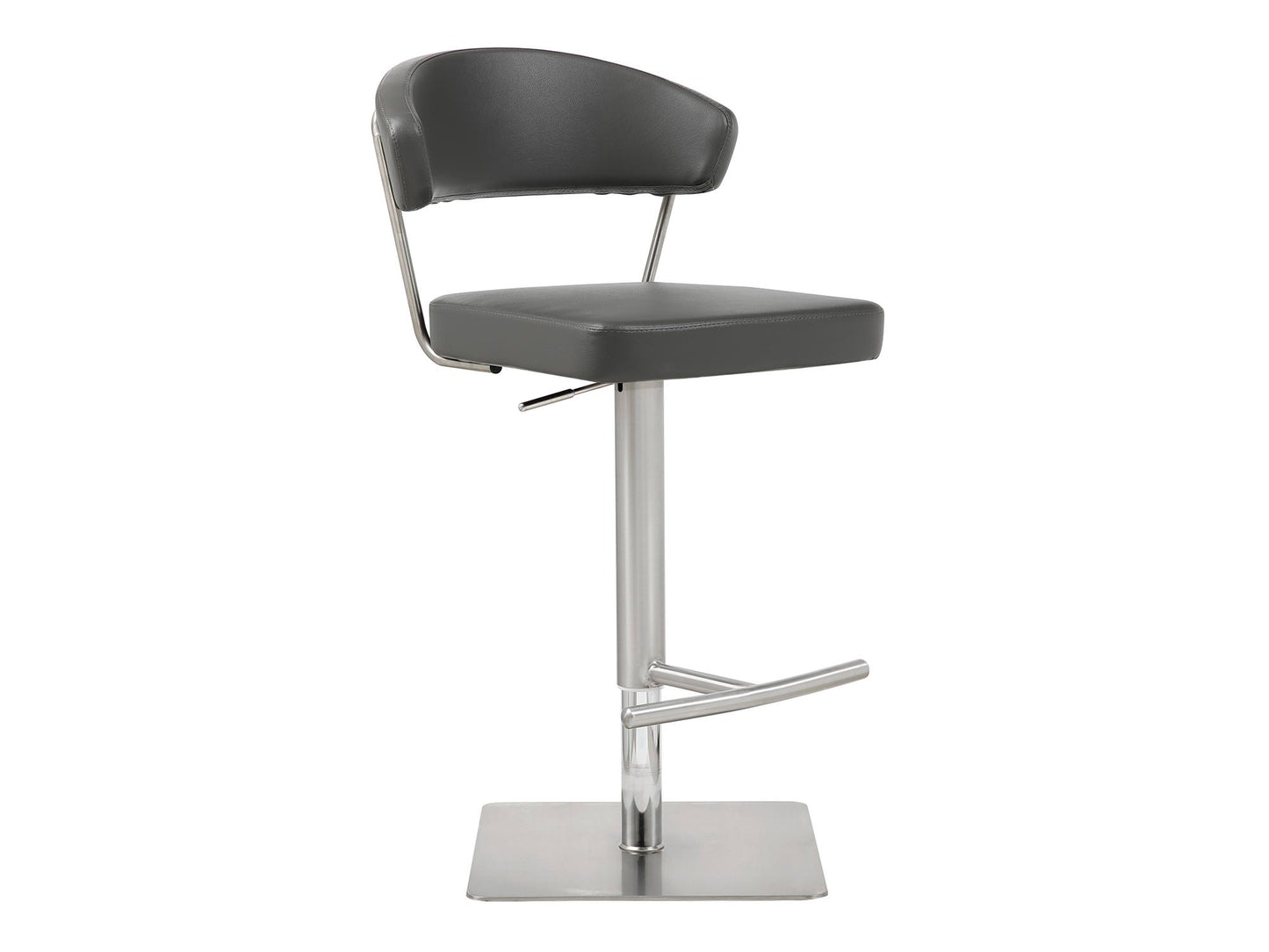 Maureen Adjustable Bar Stool in Dark Grey Leatherette & Stainless Steel by Whiteline Modern Living