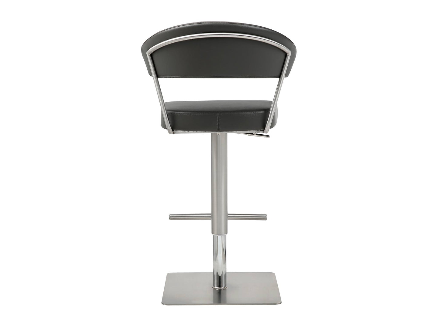 Maureen Adjustable Bar Stool in Dark Grey Leatherette & Stainless Steel by Whiteline Modern Living