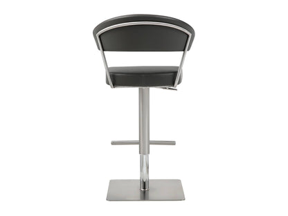 Maureen Adjustable Bar Stool in Dark Grey Leatherette & Stainless Steel by Whiteline Modern Living