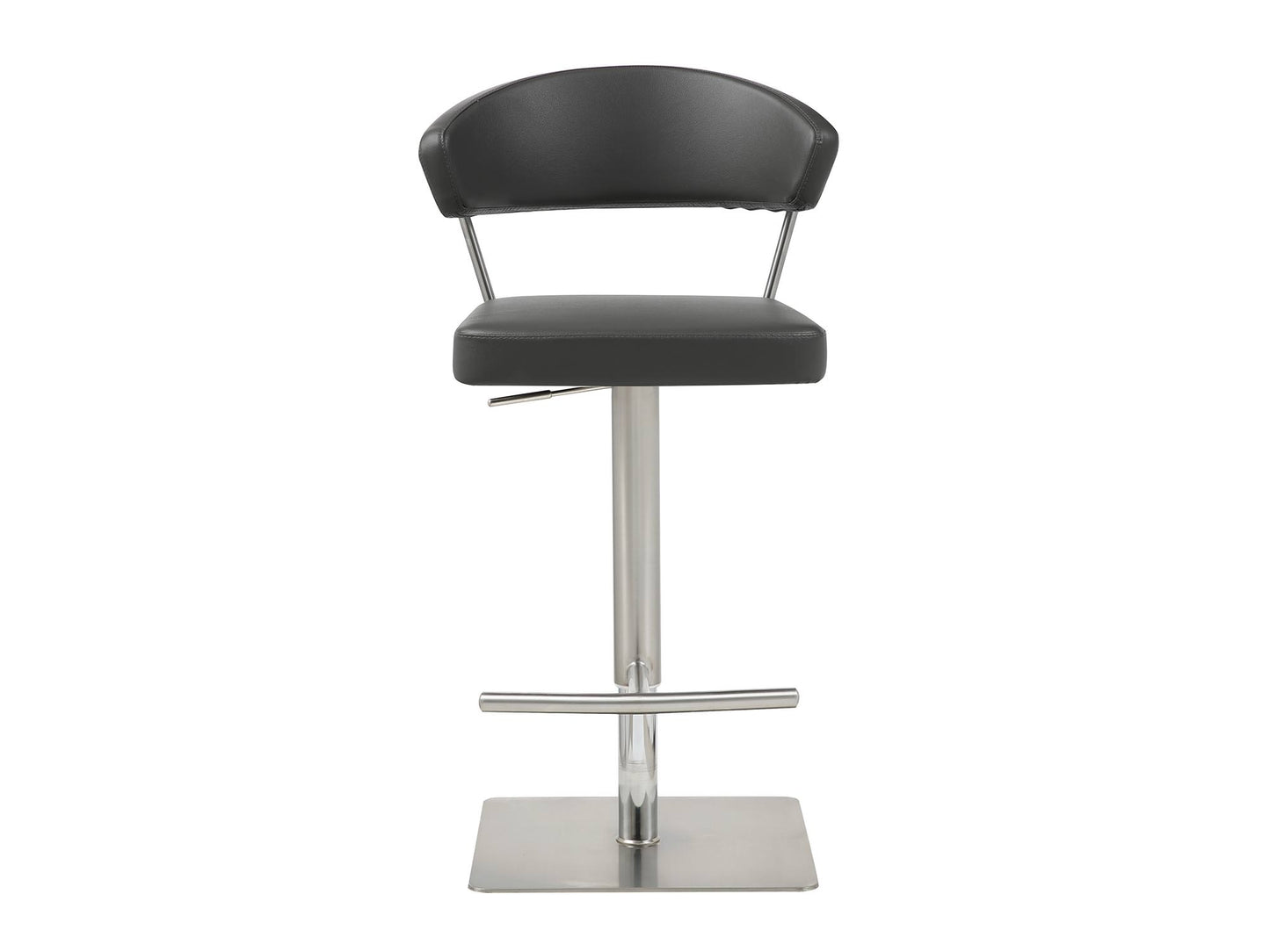 Maureen Adjustable Bar Stool in Dark Grey Leatherette & Stainless Steel by Whiteline Modern Living