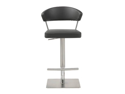 Maureen Adjustable Bar Stool in Dark Grey Leatherette & Stainless Steel by Whiteline Modern Living