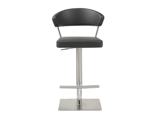 Maureen Adjustable Bar Stool in Dark Grey Leatherette & Stainless Steel by Whiteline Modern Living