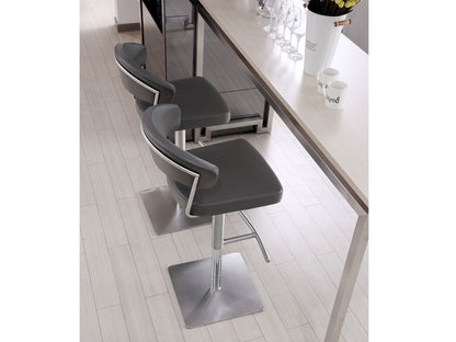 Maureen Adjustable Bar Stool in Dark Grey Leatherette & Stainless Steel by Whiteline Modern Living