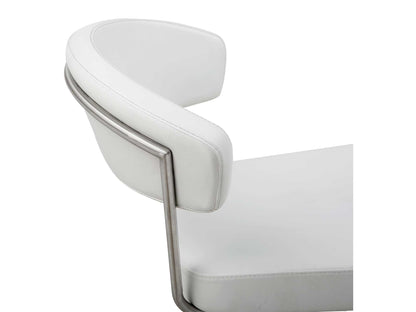 Maureen Adjustable Bar Stool in White Leatherette & Stainless Steel by Whiteline Modern Living