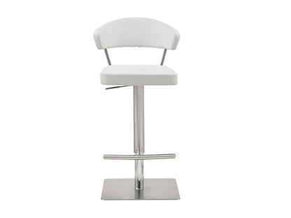 Maureen Adjustable Bar Stool in White Leatherette & Stainless Steel by Whiteline Modern Living