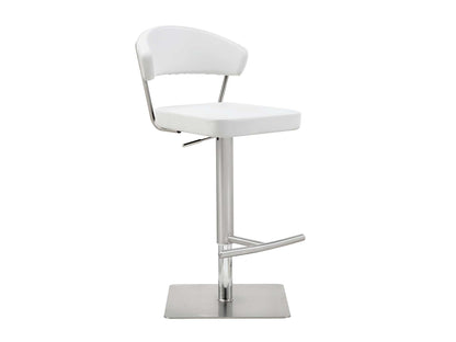 Maureen Adjustable Bar Stool in White Leatherette & Stainless Steel by Whiteline Modern Living