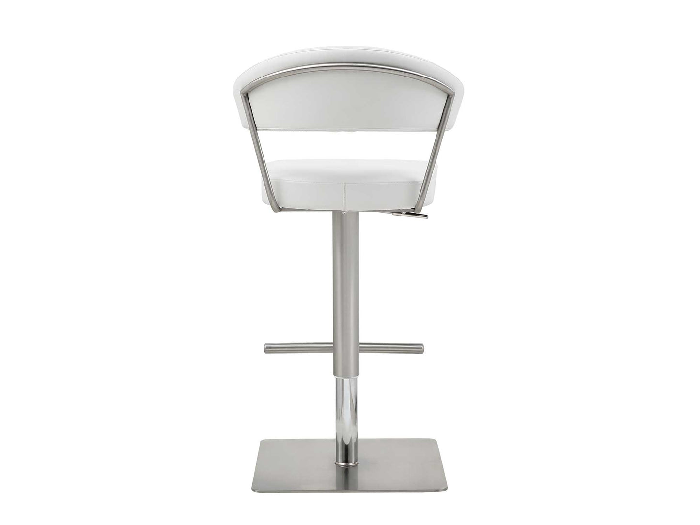 Maureen Adjustable Bar Stool in White Leatherette & Stainless Steel by Whiteline Modern Living