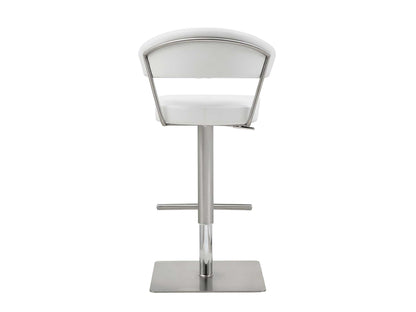 Maureen Adjustable Bar Stool in White Leatherette & Stainless Steel by Whiteline Modern Living