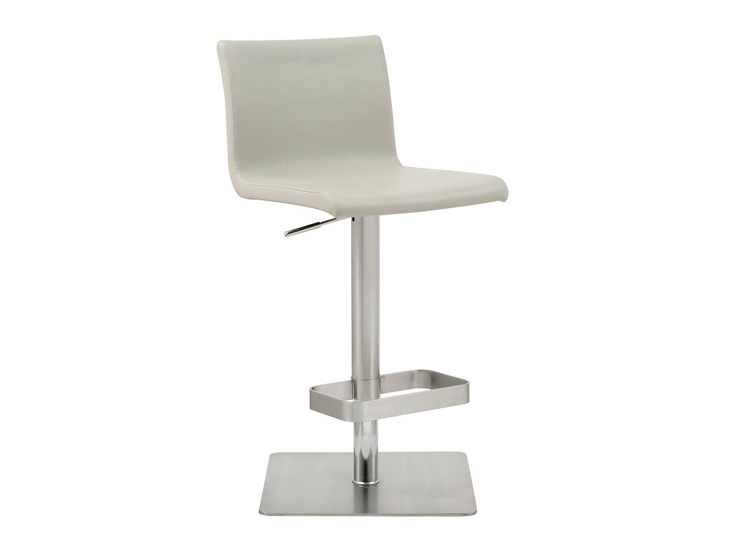 Watson Adjustable Bar Stool in Light Grey Leatherette & Stainless Steel by Whiteline Modern Living