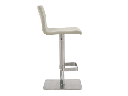 Watson Adjustable Bar Stool in Light Grey Leatherette & Stainless Steel by Whiteline Modern Living