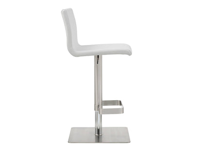 Watson Adjustable Bar Stool in White Leatherette & Stainless Steel by Whiteline Modern Living