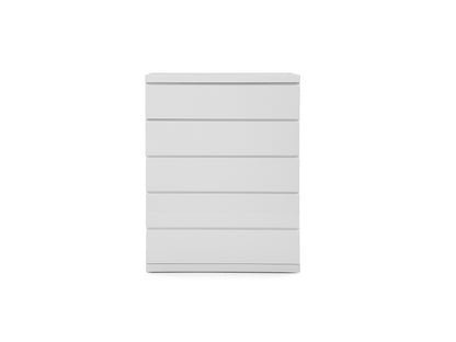 Anna 5 Drawer Chest in High Gloss White by Whiteline Modern Living