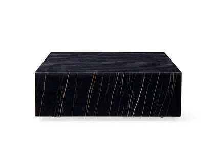 Cube Square Coffee Table w/ Casters in High Gloss Black Marble by Whiteline Modern Living