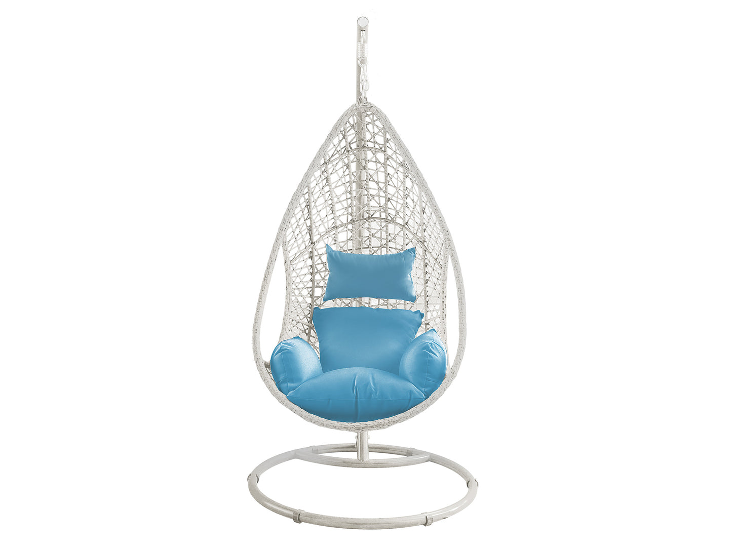 Bravo / Gray Outdoor Hanging Egg Chair in Gray Wicker, Steel & Beige Fabric by Whiteline Modern Living