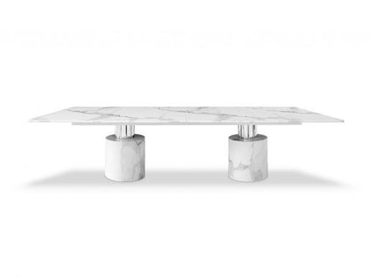 Whiteline Modern Living Geneva Dining Table in White DT1640-SLV