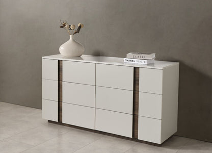 Romina Dresser in Light Grey Lacquer & Walnut Veneer by Whiteline Modern Living