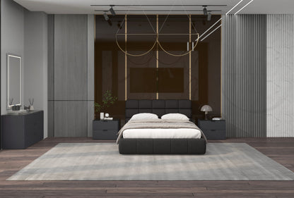 Owen King Bed in Tufted Dark Grey Fabric by Whiteline Modern Living