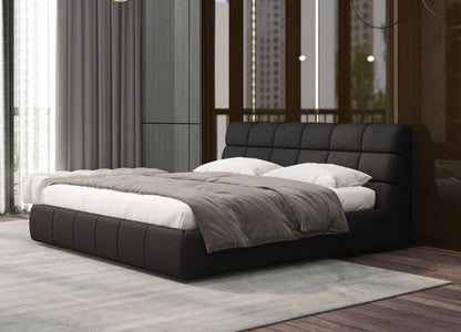 Owen King Bed in Tufted Dark Grey Fabric by Whiteline Modern Living