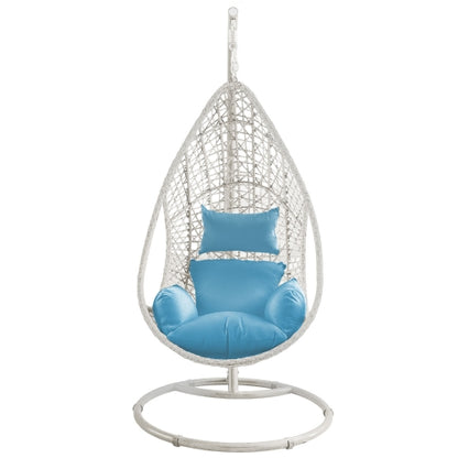 Bravo Outdoor Hanging Egg Chair in White Wash Wicker w/ Stand by Whiteline Modern Living