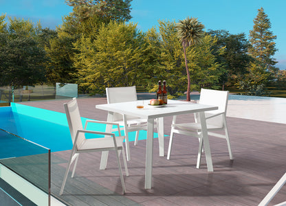 Rio Indoor Outdoor 39" Square Dining Table in White Aluminum by Whiteline Modern Living